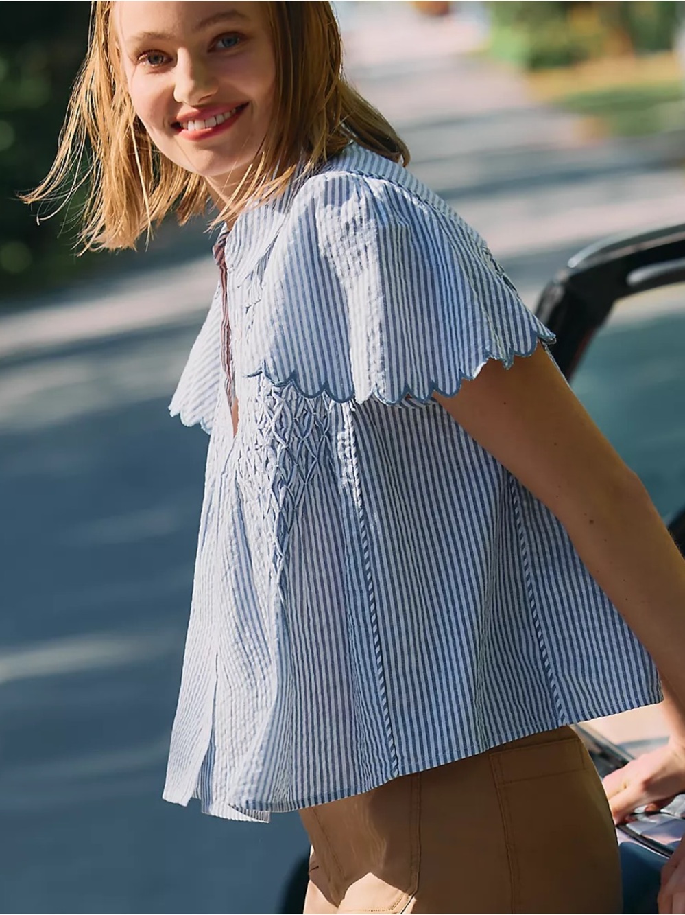 Maeve Cotton Scalloped Swing Top